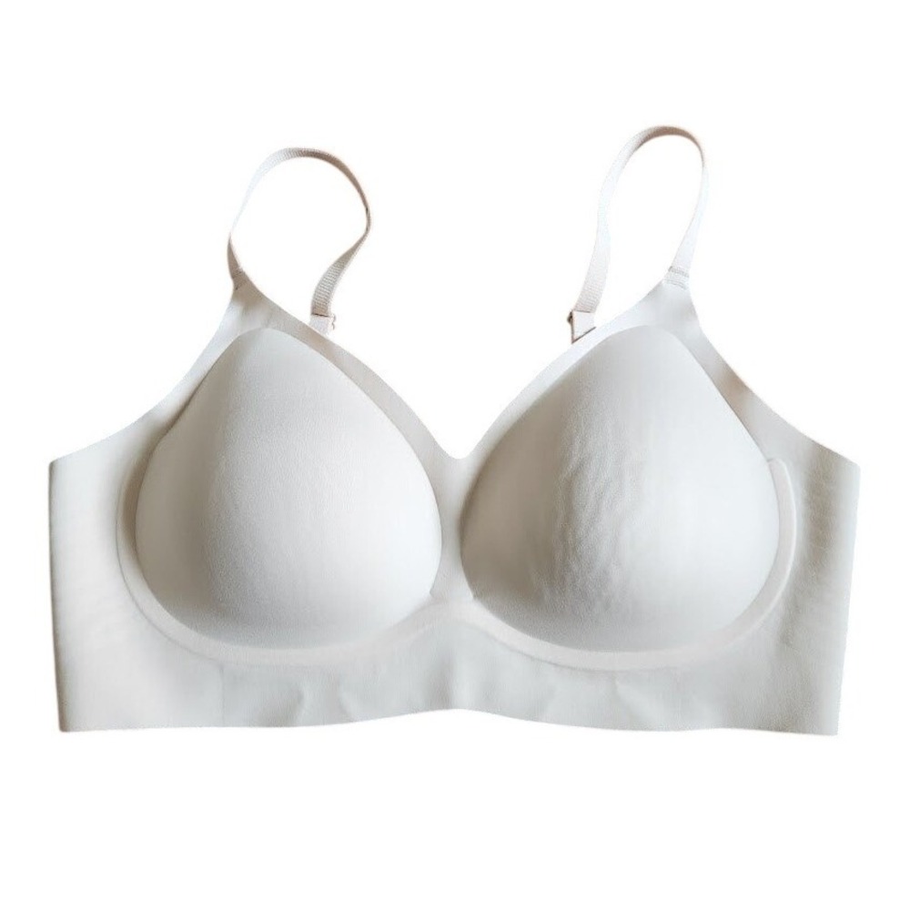 Womens Seamless Wireless Bra Ivory‎ Cream Removable Padding Large 606